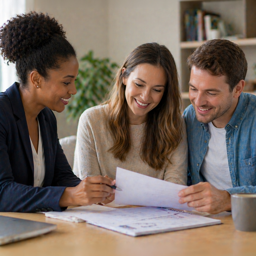 Household reviewing paperwork